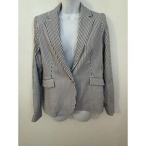 RACHEL ZOE Women's Striped One Button Blazer Jacket Size M Stretch Preppy EUC